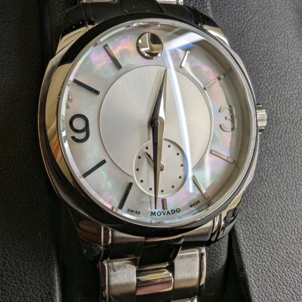 Movado women’s watch with mother of pearl dial